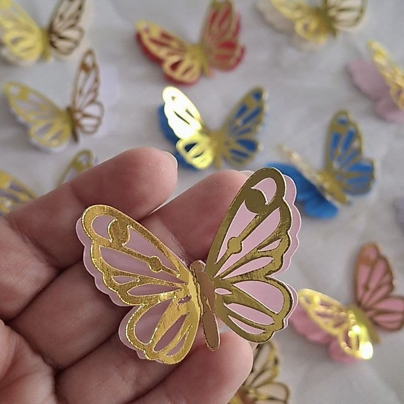 kit Aplique de borboletas 3D para decoração lembrancinhas de aniversário, topo de bolo personalizado