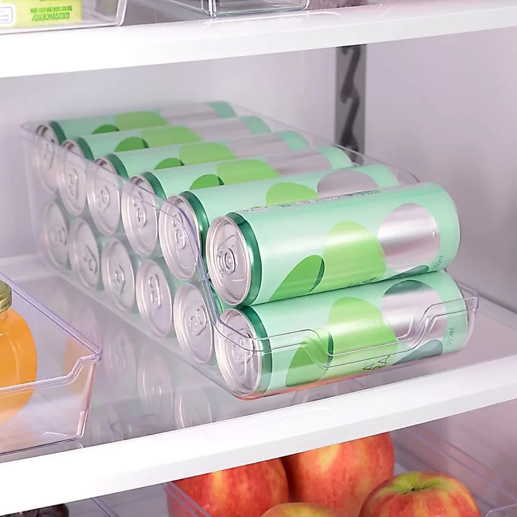 Organizador Porta Latas Geladeira Dispenser Acrilico Suporte Multiuso Armário Cozinha Dispensa UZ