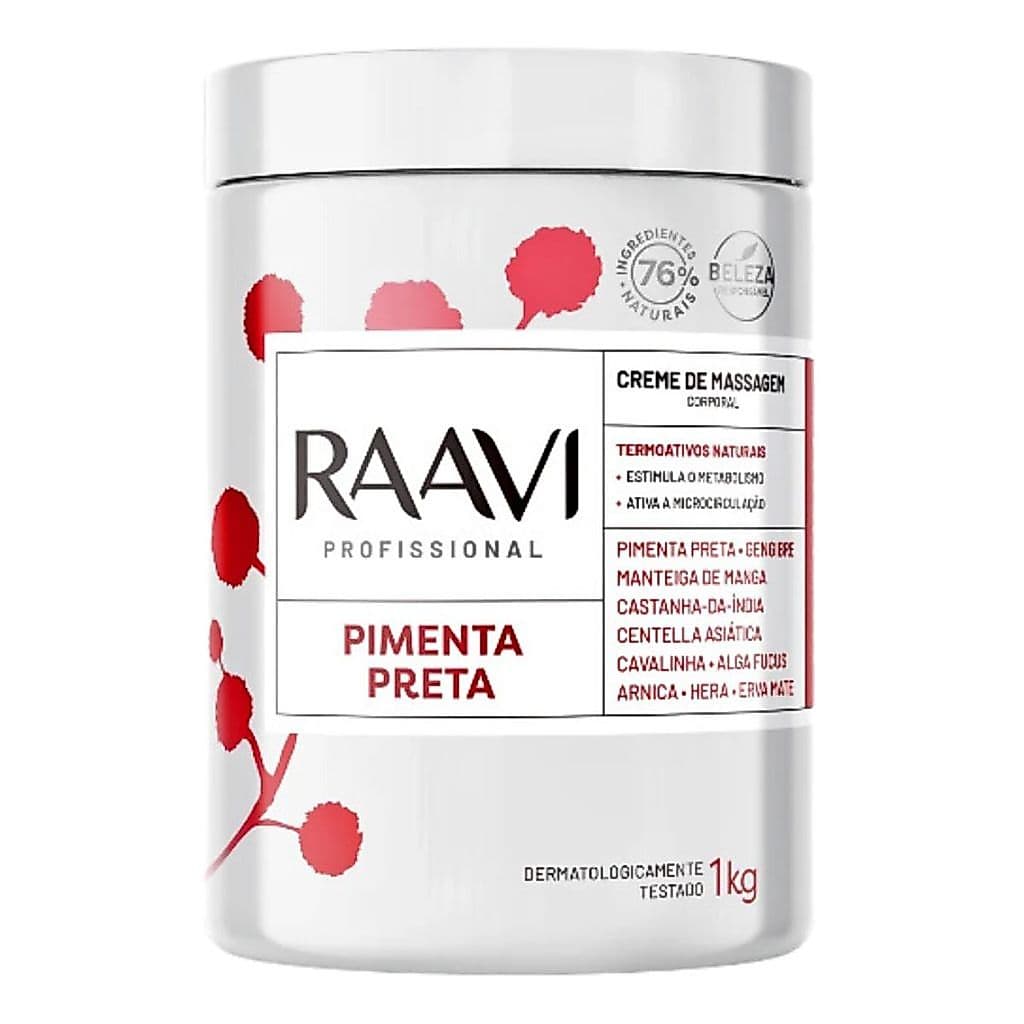 Creme De Massagem Pimenta Preta 1kg Raavi