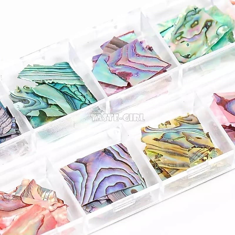 Kit 12 Madre Perola Marmorizada Ostra Decoração Unhas