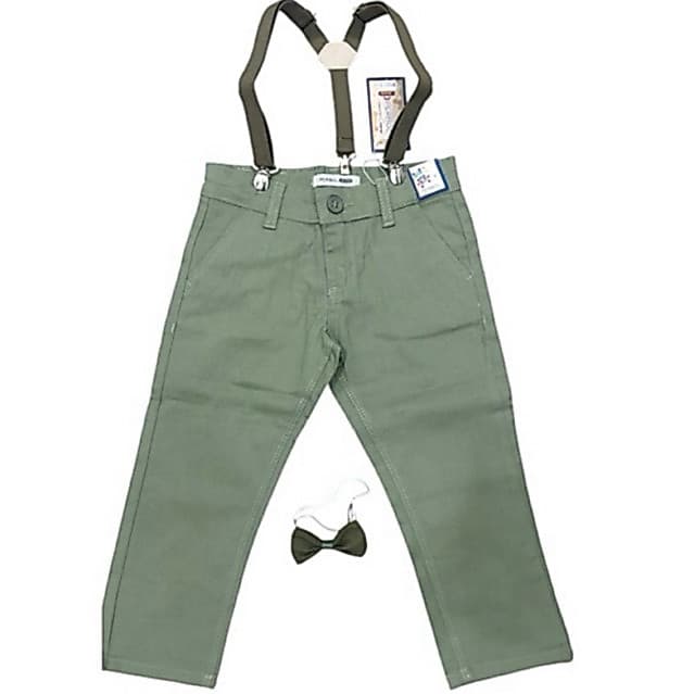 CALÇA SPORT FINO INFANTIL VERDE OLIVA COM SUSPENSORIO, REGULADOR INTERNO NO COS,  BOLSO EMBUTIDO TRASEIRO