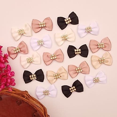 (20 Unid.) Mini Laço Pet (Cores Básicas) Mini Laço Adesvivo Laço Pet halloween