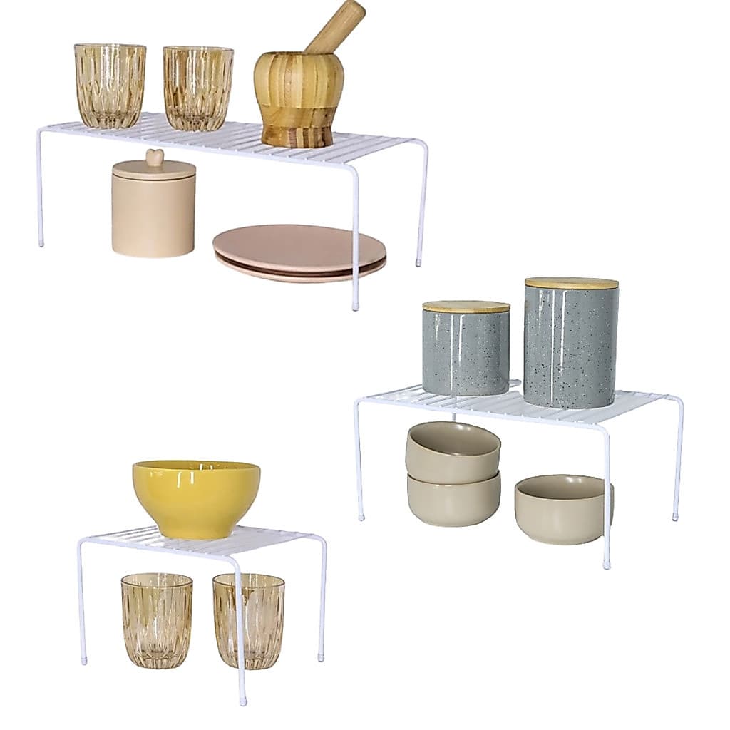 Kit 3 Organizadores Aramados Prateleira Cozinha Aço Armário Branco