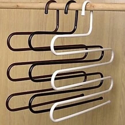Cabide de metal em S com 5 divisórias para calças, saias, bermudas-Clink
