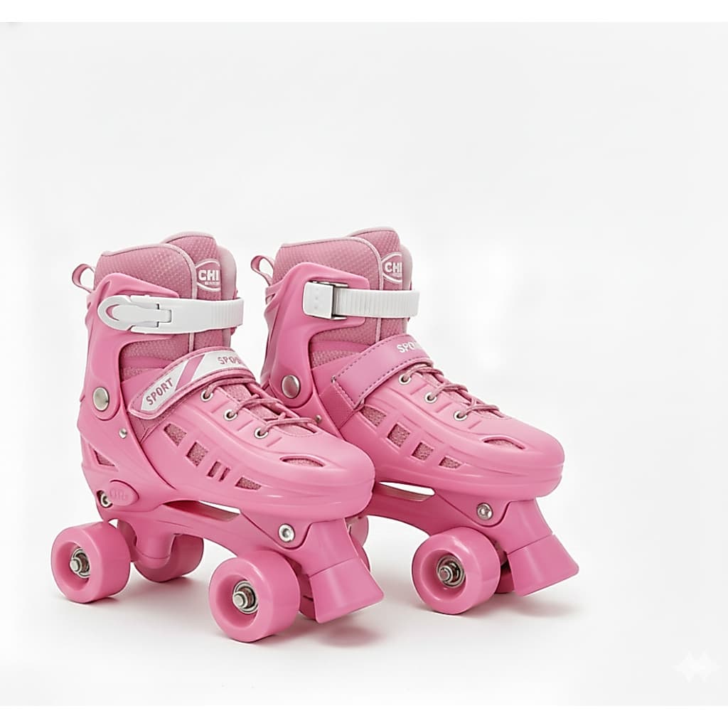 Patins Roller 4 rodas Infantil Quad Rosa Azul Tamanho Ajustável