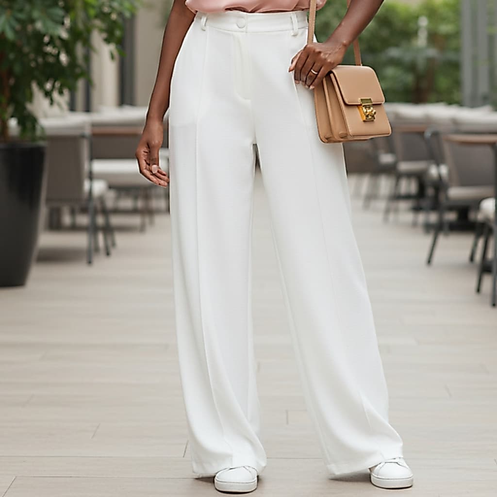 Calça Feminina Pantalona Tecido Duna Wide Leg Flare Reta Casual Com Bolso Verão Slin E Plus Size