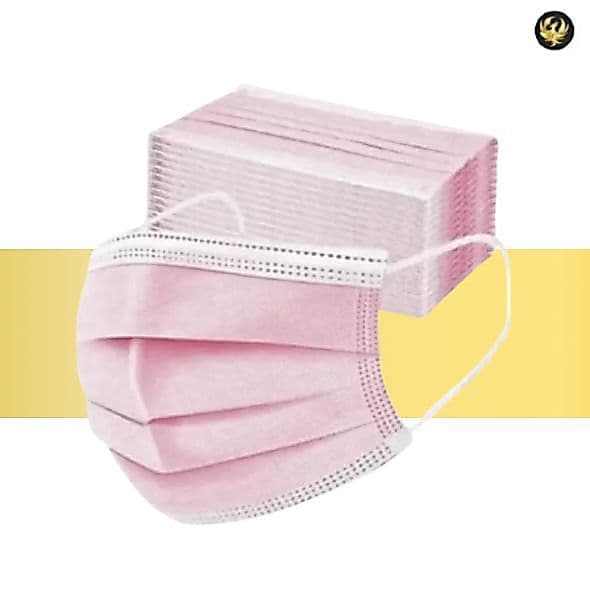 Máscara Descartável ROSA Tripla Camada Adulto com 50 Unidades -