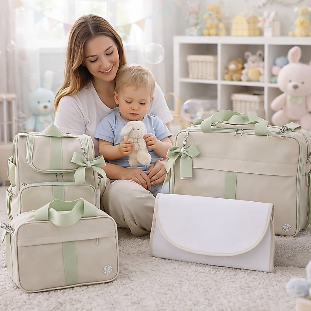 Kit Bolsa Saída Maternidade Com Trocador Menino Menina Ultra Luxo 4 Peças