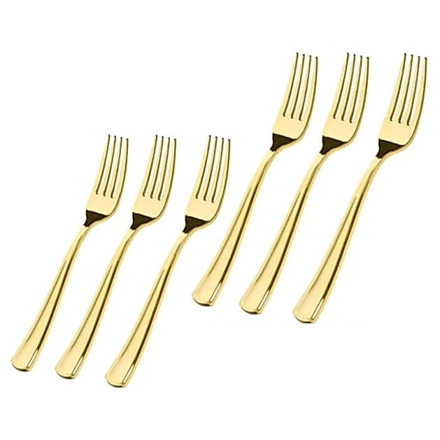Kit Garfos Sobremesa Dourados 6pçs Mesa Posta