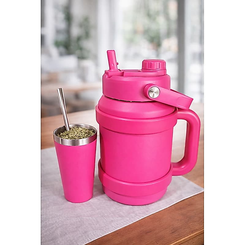 Kit Garrafa Térmica 1500ML com Copo e Bomba - Ideal Para Uso Diário