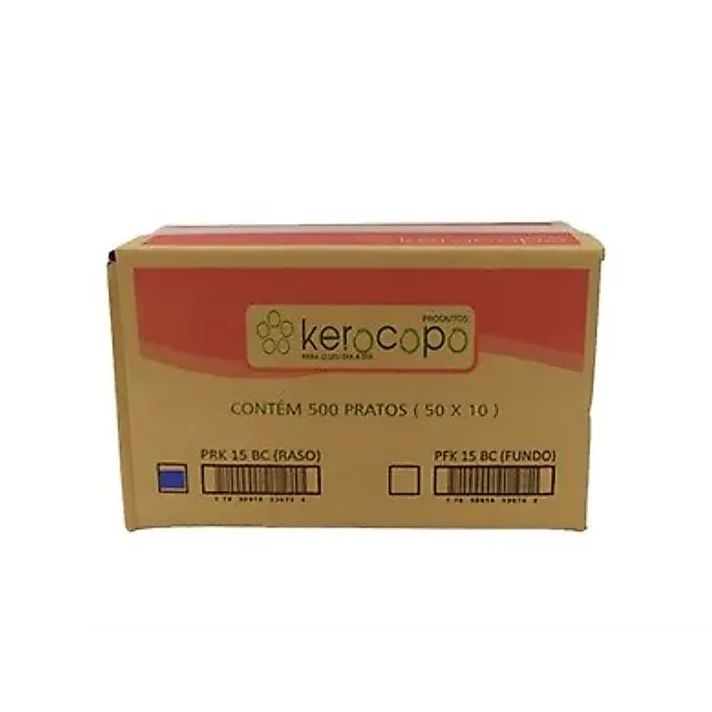 PRATO 15cm REDONDO BRANCO RASO - CAIXA C/ 500 UNIDADES - KEROCOPO