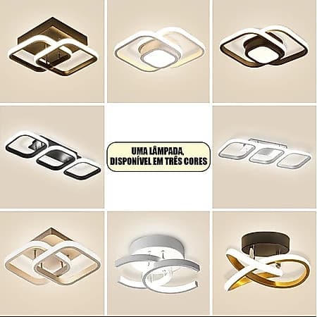 Luminária De Teto Plafon 3 Cores Led Moderna Lustre para Corredor Sala Quarto Cozinha