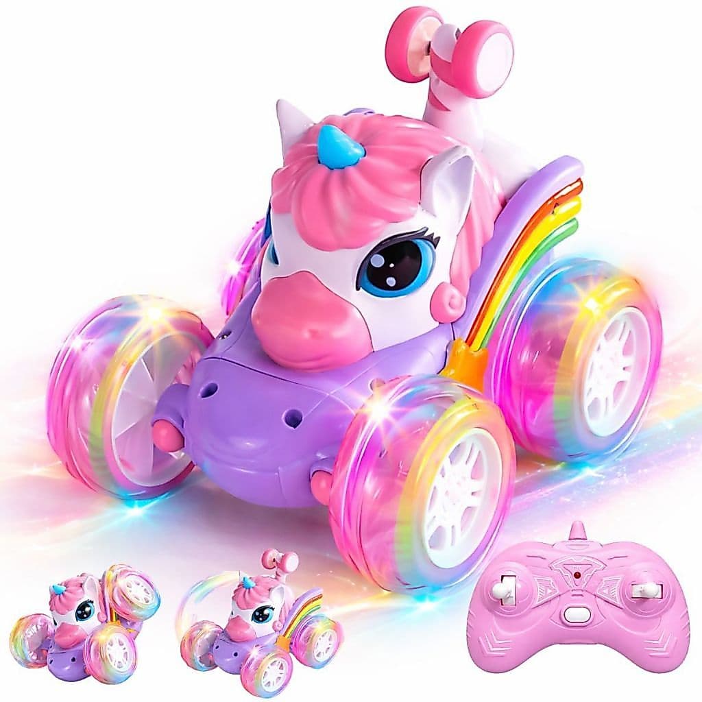 Carrinho de Controle Remoto Unicórnio 360 Brinquedos Menina Carros Giratórios Led