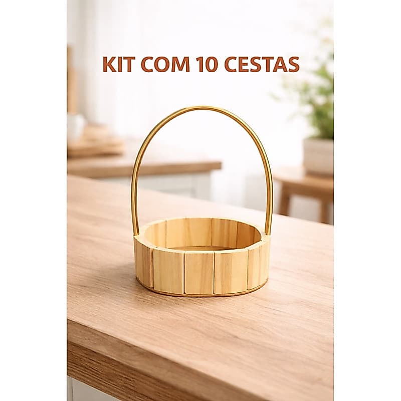 Kit com 10 Cestas Oval 16 cm Fraldeira Madeira Decoração