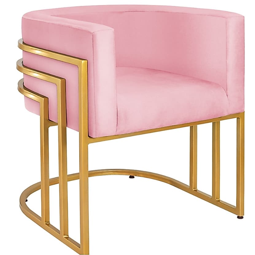 Cadeira de Jantar Poltrona Luna Decorativa Suporta até 150kg Tecido Veludo Pintura Eletrostática Premium