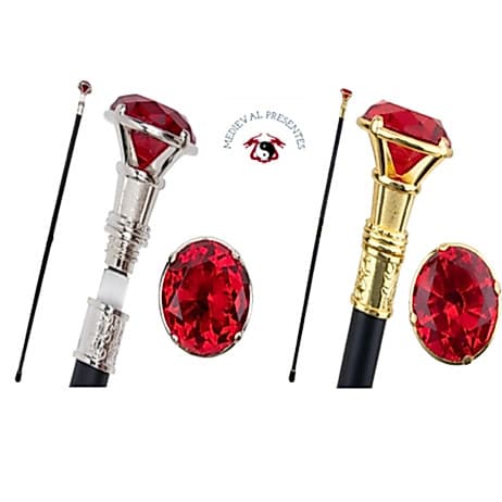 BENGALA DIAMANTE VERMELHA VIP BLACKTIE LUXO RIGOR FRAQUE ELITE COR RUBI