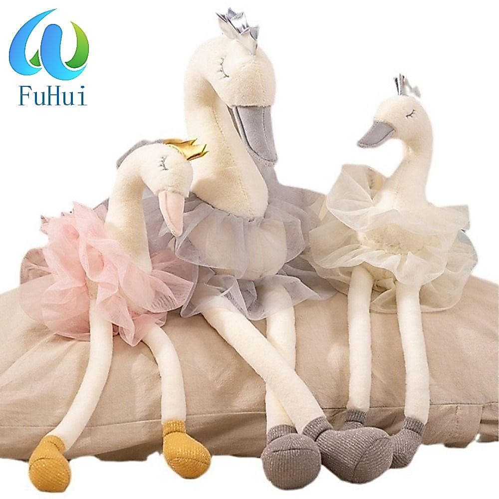 FUHUI Saia Cisne Brinquedo De Pelúcia , Vestido De Princesa Boneca De Recheada De Desenho Animado Bonito , Animal De Cor