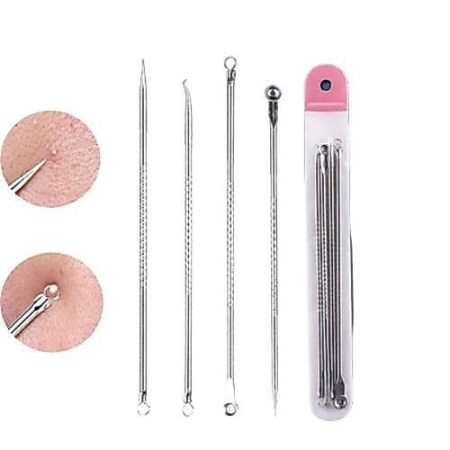 Kit 4 Pçs Acne Espinha Extrator De Cravos Profissional Removedor de Ponta Dupla com Pinça
