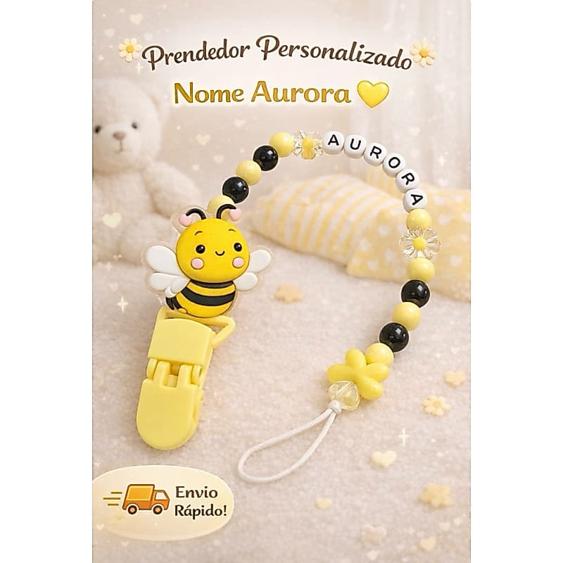 Prendedor de Chupeta Personalizado com o nome do seu filho