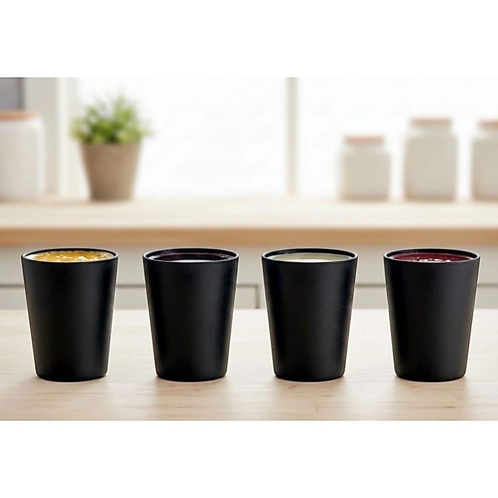 Kit 4 Copos Sem Borda 550ML Plástico Resistente Preto