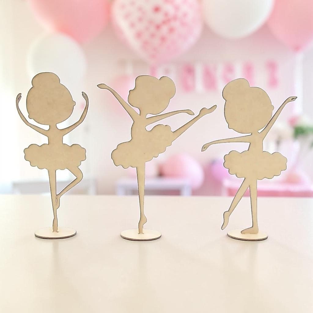 Kit Bailarinas em MDF Cru 25cm – Silhueta para decorações e centro de mesa