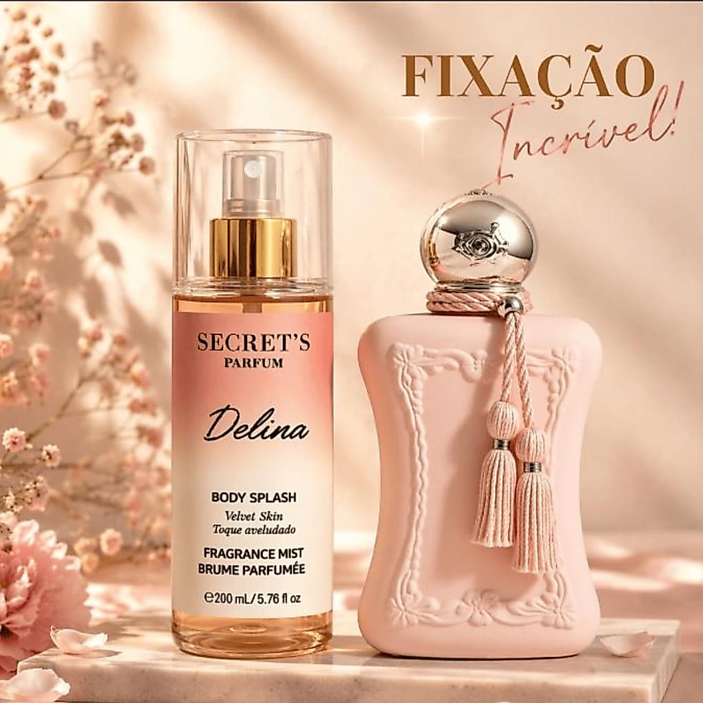 Body Splash Delina Secret's Parfm 200ml alta fixação fragrância Feminina Aroma Sofisticada Floral