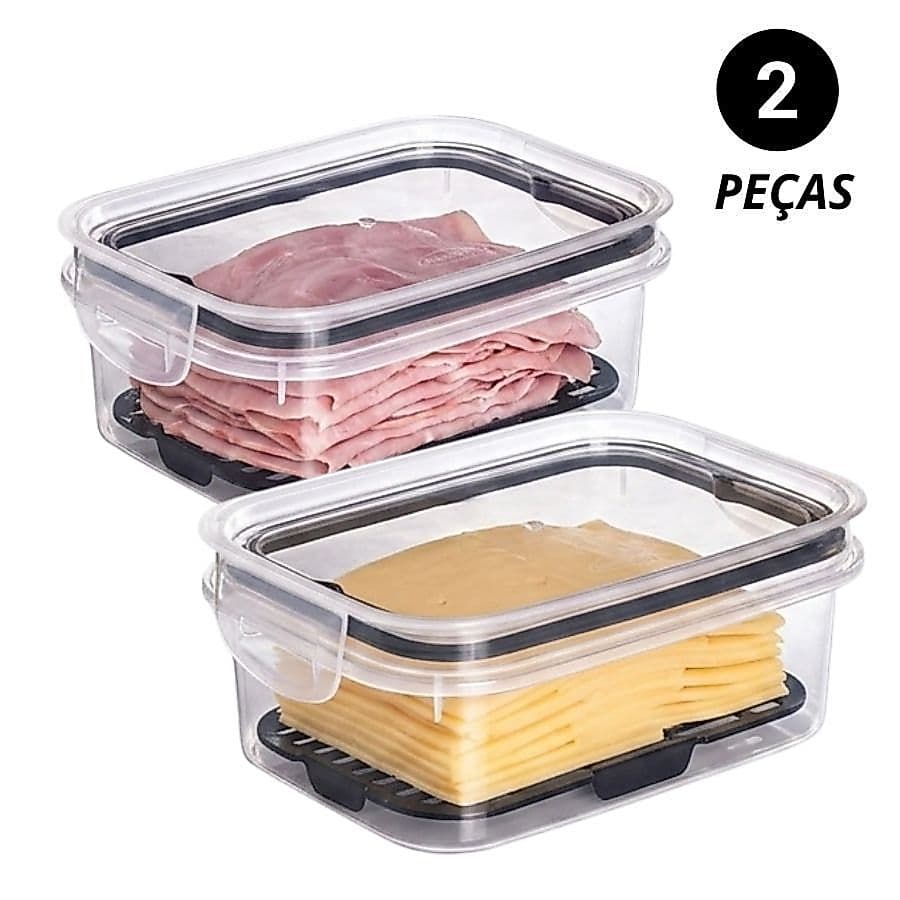 Pote Porta Frios Hermético Trava Mais com Escorredor 500 ml Plasutil