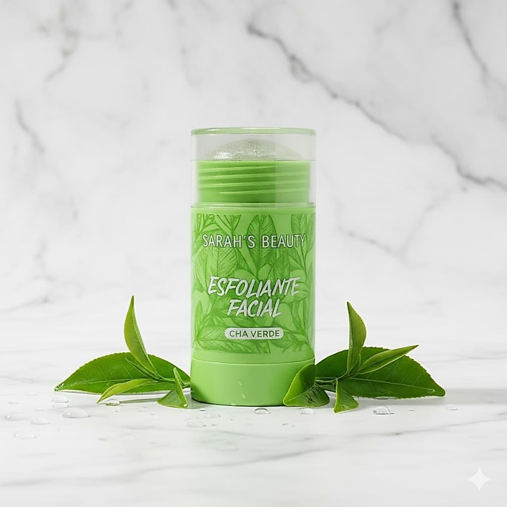 Esfoliante Facial Stick Chá Verde Limpeza Profunda Controle de Oleosidade Remove Cravos Hidratação Pele Oleosa