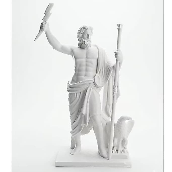 Estátua Zeus Deus do Olimpo com Raio e Cetro - Miniatura 3D Premium Mitologia Grega