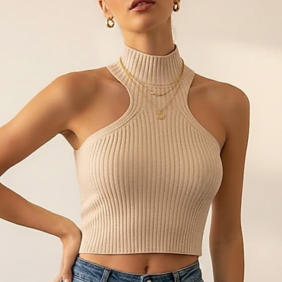 BLUSA FEMININA CROPPED ROUPA ESTILOSA REGATA TRICOT MODAL VERÃO TENDENCIA 2026