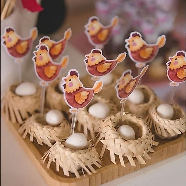 Tags topo Toppers para docinho Fazendinha Galinha Infantil brigadeiro e beijinho topo de docinho para festa