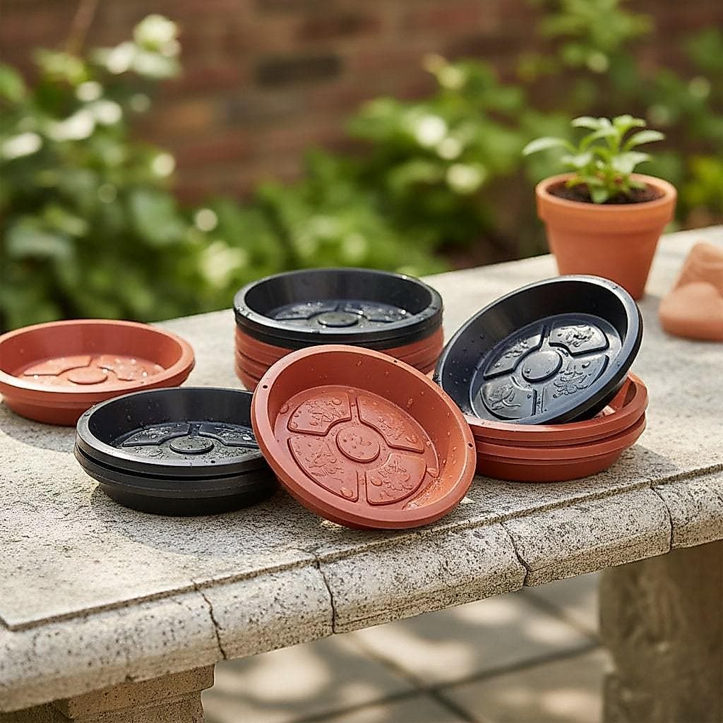 Kit 24 Prato de Plástico Resistente 11cm Mini Pratinho para Vasos de Plantas Flores Suculenta Violeta