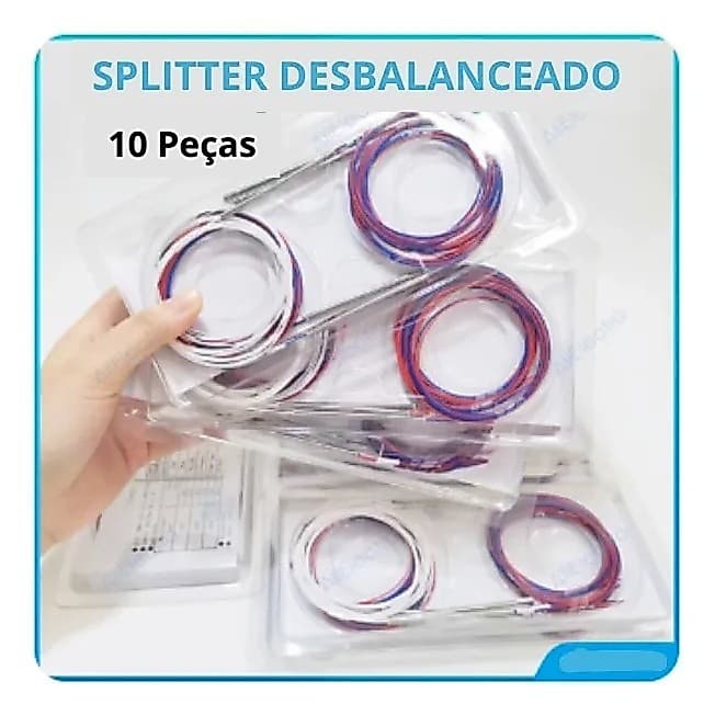 Kit 10 Peças Splitter Fibra Óptica 1x2 10/90 | Desbalanceado FTTH SMF-28