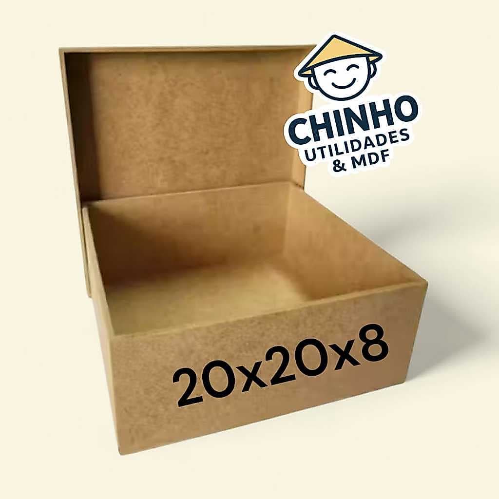 04 caixas 20x20x8 quadradas lisas em mdf cru decorativas