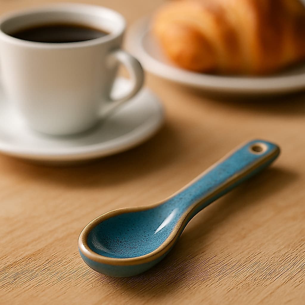 Colher Mini de Cerâmica Café Açucareiro Gourmet Degustação Finger Food