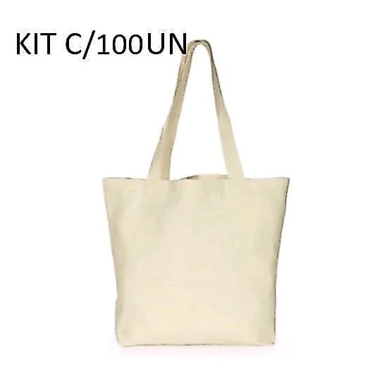kit 100 Bolsas Ecobag lisa 32,x38 100% algodão cru 210 gramas