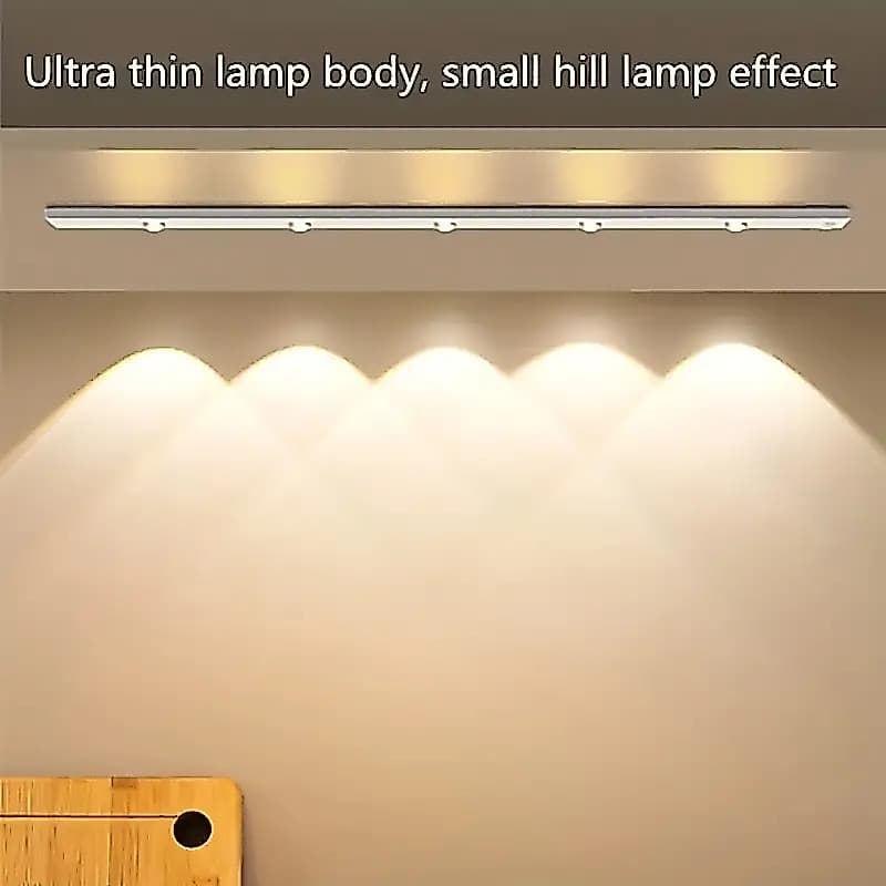 Barra de luz branca Cat's Eye Hill Luz de três cores LED Luz de armário Indução de corpo humano recarregável adequada pa