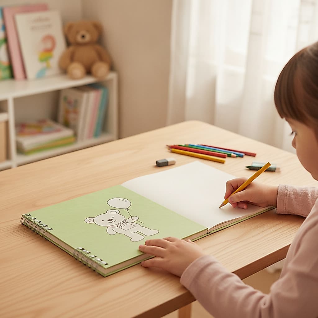 Livro de Colorir Infantil Capa Dura Urso Bob Premium 50 Páginas Verde Estimula Criatividade