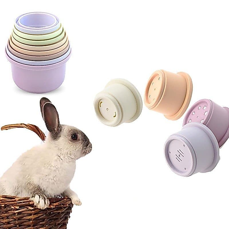 8 Copos empilhadores de coelhos Brinquedos coloridos para coelhos Brinquedos reutilizáveis para coelhos