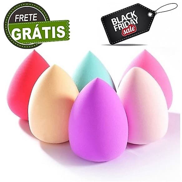 Kit Com 6 Esponja Maquiagem Tipo Blender P/ Base,Corretivo - Esponja Maquiagem Gota Top