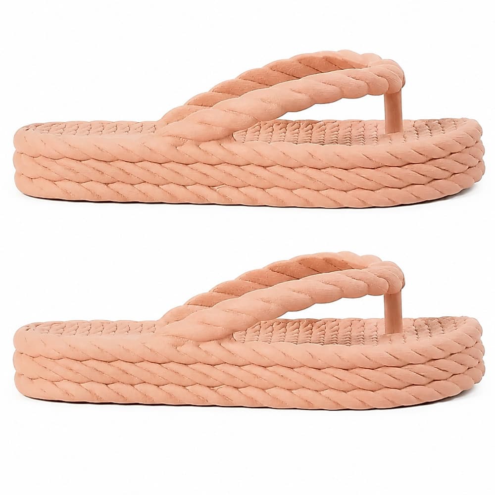 Chinelo Feminino Trançado Rasteira Confortável Leve Sandália de Dedo Praia Piscina Verão