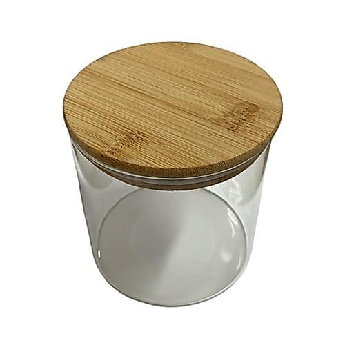 Pote Hermetico Vidro Borossilicato Tampa Bambu 800ml Armazenamento Seguro Sustentavel