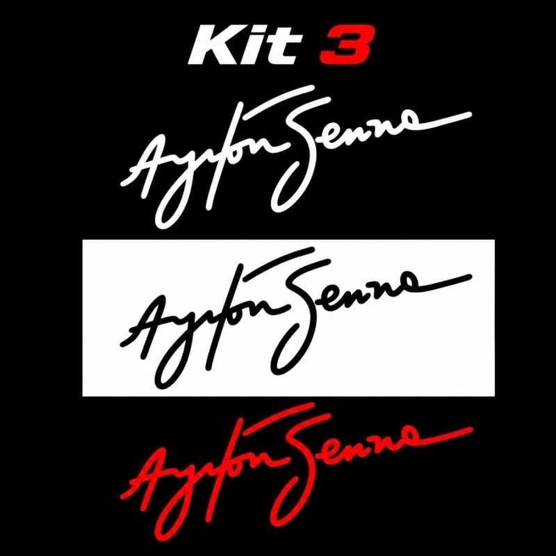 kit3 adesivos assinatura Ayrton Senna decorativo carro moto capacete branco preto vermelho