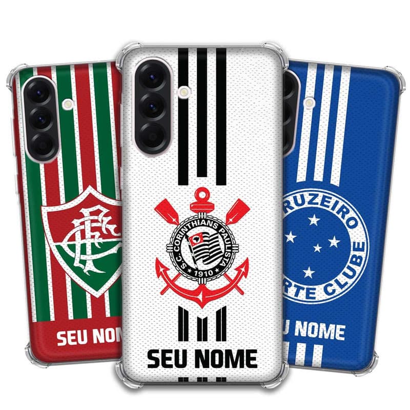 Capa Capinha - Samsung Galaxy A56 - Futebol Times do Brasil Personalizada com nome