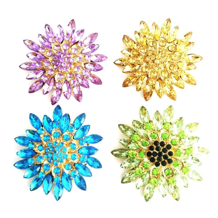 Broche De Flor De Margarida Grande Com Strass De Cristal Clássico E Atemporal Para Vestidos