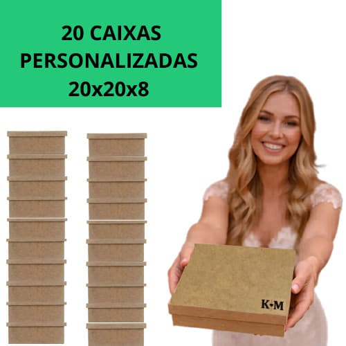 kIT 20 Caixa  20X20X8 presente com sua Personalizadas em MDF Cru  Padrinhos Convite Presente ,lembrancinhas caixa 20x20