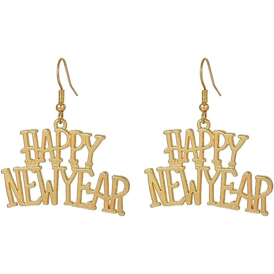 Brincos Pendentes Delicados com a Inscrição "Feliz Ano Novo" para Mulheres, Presente de Joia de Inverno para o Ano Novo