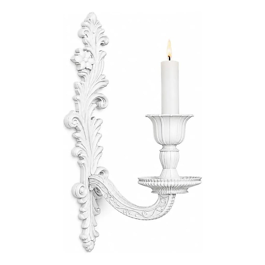 Arandela Castiçal De Parede Decorativa Vintage Branca Branco