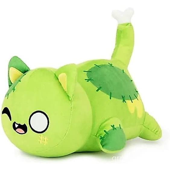 Halloween Verde Gost Memeow Animal De Pelúcia Gato Travesseiro Para Crianças Aniversário-Gatos Figuras Brinquedos Com Co