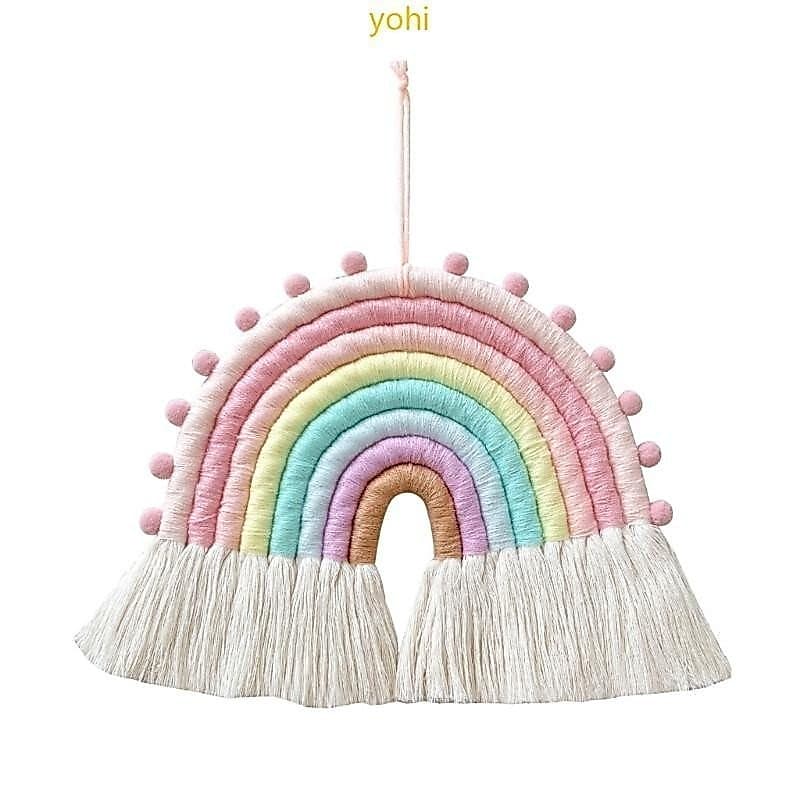 Guirlanda de Borlas de Lua Arco-Íris para Pendurar na Parede, Decoração de Tecido para Casa, Dormitório, Festa, Chá de B